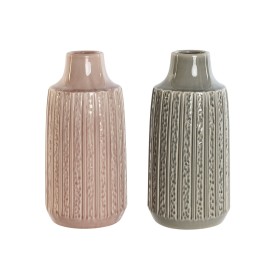 Jarrón Home ESPRIT Gris Rosa Porcelana 15 x 15 x 31 cm (2 Unidades) de Home ESPRIT, Jarrones - Ref: S3053432, Precio: 27,06 €...