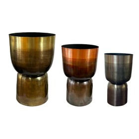 Set of Planters Home ESPRIT Grey Copper Golden Metal 40 x 40 x 62 cm by Home ESPRIT, Cachepots - Ref: S3053451, Price: 130,76...