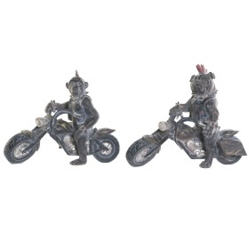 Deko-Figur Home ESPRIT Dunkelgrau Motorradfahrer 24 x 15 x 29 cm (2 Stück) von Home ESPRIT, Ornamente - Ref: S3053545, Preis:...