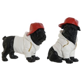 Figura Decorativa Home ESPRIT Branco Preto Vermelho Cão 25 x 12 x 21 cm (2 Unidades) de Home ESPRIT, Adornos - Ref: S3053547,...