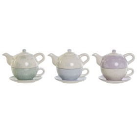 Teapot DKD Home Decor Blue White Green Lilac Dolomite 750 ml (3 Units) by DKD Home Decor, Tea and coffee sets - Ref: S3053590...