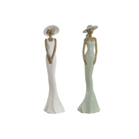 Figura Decorativa Home ESPRIT Blanco Verde Mujer 7,5 x 7,5 x 30 cm (2 Unidades) de Home ESPRIT, Adornos - Ref: S3053678, Prec...