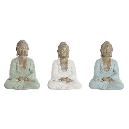 Statua Decorativa Home ESPRIT Bianco Verde Turchese Buddha Orientale 14 x 10,5 x 18,5 cm (3 Unità) | Tienda24 - Global Online Shop Tienda24.eu