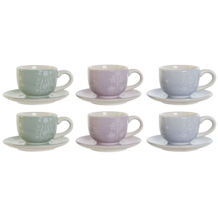 Juego de Tazas de Café DKD Home Decor Azul Blanco Verde Lila Metal Dolomita 180 ml | Tienda24 - Global Online Shop Tienda24.eu