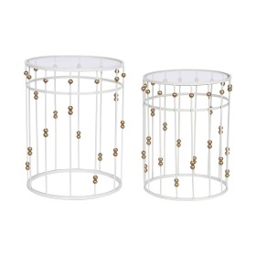 Mesa de apoio DKD Home Decor Cerâmica Dourado Metal Branco Moderno (60 x 60 x 48 cm) | Tienda24 - Global Online Shop Tienda24.eu