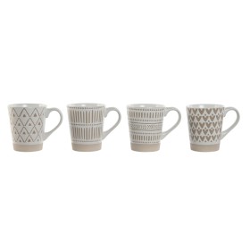 Set di 4 Tazze Mug Home ESPRIT Bianco Beige Gres 360 ml 9 x 7 x 10,6 cm di Home ESPRIT, Tazze - Rif: S3053973, Prezzo: 15,56 ...