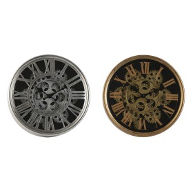 Reloj de Pared Home ESPRIT Negro Dorado Plateado Metal Cristal 25 x 6,3 x 25 cm (2 Unidades) de Home ESPRIT, Relojes de pared...