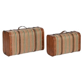 Set di Bauli Home ESPRIT Marrone Multicolore Legno Tela Coloniale 60 x 24 x 37,5 cm (2 Unità) di Home ESPRIT, Scatole e cassa...