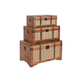 Set of Chests Home ESPRIT Brown Multicolour Wood Canvas Colonial 81 x 49 x 45 cm by Home ESPRIT, Storage boxes and chests - R...