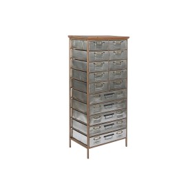 Cassettiera Home ESPRIT Marrone Grigio Argentato Naturale Metallo Abete Loft 53,5 x 33,5 x 120,5 cm di Home ESPRIT, Comò e ca...