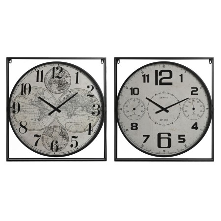 Horloge Murale Home ESPRIT Blanc Noir Métal Bois MDF 62 x 6 x 65 cm (2 Unités) | Tienda24 - Global Online Shop Tienda24.eu