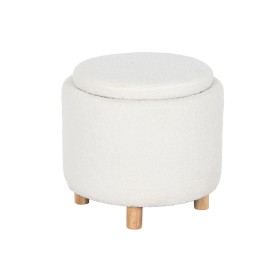 Panca Home ESPRIT Bianco Poliestere Legno d'albero della gomma Legno MDF 48 x 48 x 43 cm di Home ESPRIT, Sedie - Rif: S305421...