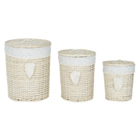 Laundry basket Home ESPRIT Cream Natural 3 Pieces 45 x 45 x 55 cm by Home ESPRIT, Laundry Baskets - Ref: S3054282, Price: 78,...