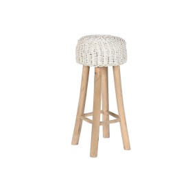 Banqueta Home ESPRIT Branco Natural Teca Fibra 32 x 32 x 75 cm de Home ESPRIT, Banquetas - Ref: S3054419, Preço: 79,21 €, Des...