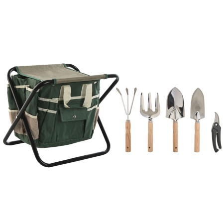 Kit de herramientas de jardinería Home ESPRIT 7 Piezas Negro Verde Plateado 40 x 28 x 35 cm | Tienda24 - Global Online Shop Tienda24.eu