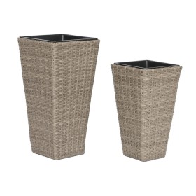 Set of Planters Home ESPRIT polypropylene Rattan 31 x 31 x 61 cm by Home ESPRIT, Cachepots - Ref: S3054564, Price: 54,99 €, D...