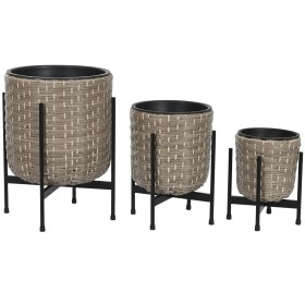 Satz Blumentöpfe Home ESPRIT Metall Polypropylen Rattan 39 x 39 x 49 cm von Home ESPRIT, Übertöpfe - Ref: S3054567, Preis: 97...