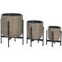 Set di vasi da fiori Home ESPRIT Metallo polipropilene Rattan 39 x 39 x 49 cm di Home ESPRIT, Cachepot - Rif: S3054567, Prezz...