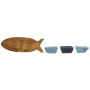 Set de Aperitivo Home ESPRIT Azul Azul marino Porcelana Acacia Pez Mediterráneo 28 x 9,7 x 1,3 cm 4 Piezas de Home ESPRIT, Pl...