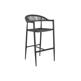 Sgabello Home ESPRIT Nero Grigio scuro Alluminio Rattan 52 x 55 x 105 cm di Home ESPRIT, Sgabelli da bar - Rif: S3054636, Pre...