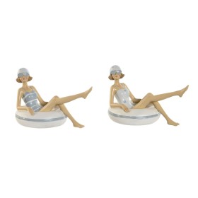 Figura Decorativa Home ESPRIT Blanco Azul cielo Mediterráneo 17,5 x 10 x 10,5 cm (2 Unidades) de Home ESPRIT, Adornos - Ref: ...