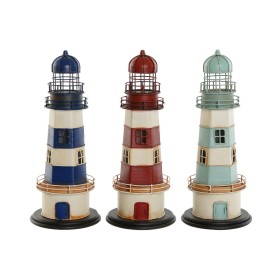 Figura Decorativa Home ESPRIT Vermelho Creme Azul celeste Azul Marinho 13 x 13 x 32 cm (3 Unidades) Farol de Home ESPRIT, Ado...