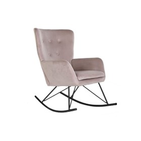 Fauteuil à Bascule Home ESPRIT Noir Rose Polyester Métal 68 x 90 x 92 cm de Home ESPRIT, Chaises - Réf : S3054701, Prix : 163...