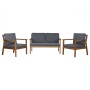 Conjunto de Mesa com 3 Poltronas Home ESPRIT Castanho Cinzento Acácia 120 x 72 x 75 cm de Home ESPRIT, Sofás - Ref: S3054736,...