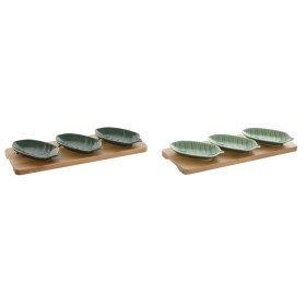 Ensemble à apértif Home ESPRIT Vert Vert foncé Bambou Porcelaine Tropical 4 Pièces 28,4 x 10,5 x 3 cm (2 Unités) de Home ESPR...