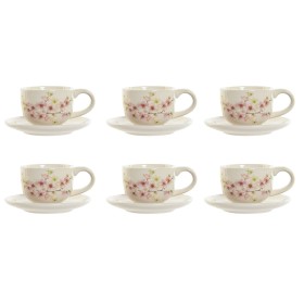 Jeu de 6 tasses avec plat Home ESPRIT Jaune Blanc Rose Lila Métal Dolomite 180 ml de Home ESPRIT, Tasses - Réf : S3054752, Pr...