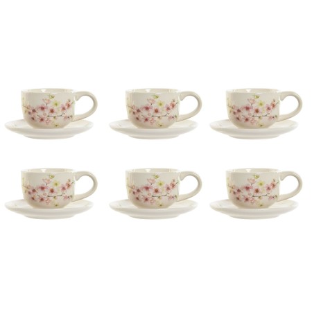 Juego de 6 Tazas con Plato Home ESPRIT Amarillo Blanco Rosa Lila Metal Dolomita 180 ml de Home ESPRIT, Tazas - Ref: S3054752,...