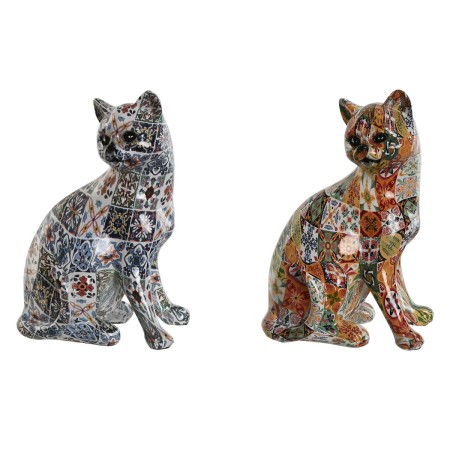 Statua Decorativa Home ESPRIT Multicolore Gatto Mediterraneo 11 x 10 x 16 cm (2 Unità) di Home ESPRIT, Soprammobili - Rif: S3...