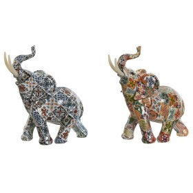 Figurine Décorative Home ESPRIT Multicouleur Eléphant méditerranéen 16 x 7 x 17 cm (2 Unités) de Home ESPRIT, Objets de décor...