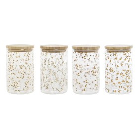 Tin DKD Home Decor Bamboo Borosilicate Glass Shabby Chic 1 L 10 x 10 x 17 cm (4 Units) by DKD Home Decor, Food storage - Ref:...