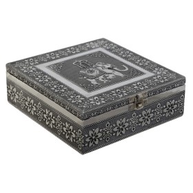 Caja-Joyero DKD Home Decor Plateado Azul cielo Madera Aluminio 18 x 18 x 6 cm de DKD Home Decor, Organizadores de joyas - Ref...