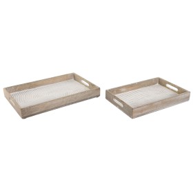 Juego de Bandejas Home ESPRIT Blanco Madera de mango Madera MDF 44 x 29 x 5 cm (2 Unidades) de Home ESPRIT, Platos y fuentes ...