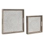 Juego de Bandejas Home ESPRIT Blanco Natural Madera de mango Madera MDF 40 x 40 x 5 cm (2 Unidades) de Home ESPRIT, Platos y ...