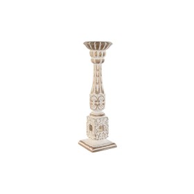 Castiçais Home ESPRIT Branco Natural Metal Madeira de mangueira 13 x 13 x 46 cm de Home ESPRIT, Candelabros e suportes para v...