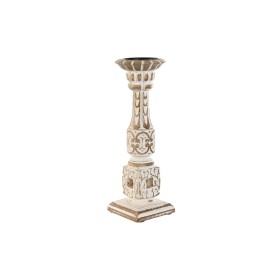 Bougeoir Home ESPRIT Blanc Naturel Métal Bois de manguier 13 x 13 x 33 cm de Home ESPRIT, Bougeoirs et chandeliers - Réf : S3...