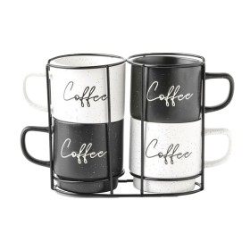 Conjunto de 4 Canecas Home ESPRIT Branco Preto Metal Porcelana 380 ml 13 x 9 x 9 cm de Home ESPRIT, Canecas - Ref: S3055034, ...