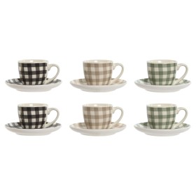 Set aus 6 Teetassen mit Teller Home ESPRIT grün Beige Grau Porzellan 90 ml 8,5 x 6,2 x 5,5 cm von Home ESPRIT, Tassen - Ref: ...