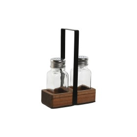 Salt and Pepper Shakers Home ESPRIT Black Crystal Acacia 12 x 6 x 17,5 cm by Home ESPRIT, Dispensers for dressings and spices...