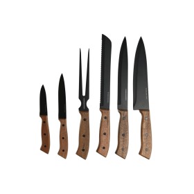 Knife Set Home ESPRIT Black Stainless steel Acacia 4 x 1 x 33 cm 6 Pieces by Home ESPRIT, Knives - Ref: S3055114, Price: 20,9...