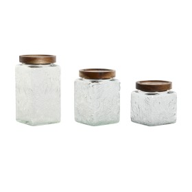 3 Tubs Home ESPRIT Natural Crystal Acacia 500 ml 750 ml 1 L 9,5 x 9,5 x 17,5 cm by Home ESPRIT, Food storage - Ref: S3055144,...