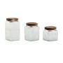 Set de 3 Botes Home ESPRIT Natural Cristal Acacia 500 ml 750 ml 1 L 9,5 x 9,5 x 17,5 cm de Home ESPRIT, Almacenamiento de ali...