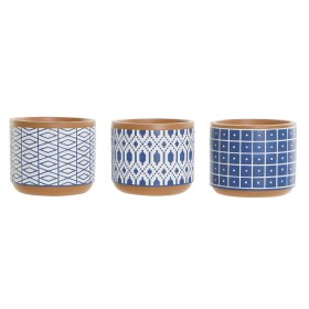 Plantador Home ESPRIT Azul Branco Cimento 12 x 12 x 10,5 cm (3 Unidades) de Home ESPRIT, Vasos - Ref: S3055220, Preço: 9,79 €...