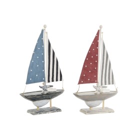 Statua Decorativa Home ESPRIT Azzurro Rosso Multicolore Barca a vela 13,5 x 5 x 25 cm (2 Unità) di Home ESPRIT, Soprammobili ...