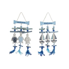 Decoração Suspensa Home ESPRIT Azul Branco Mediterrâneo 26 x 2 x 47 cm (2 Unidades) de Home ESPRIT, Adornos - Ref: S3055457, ...