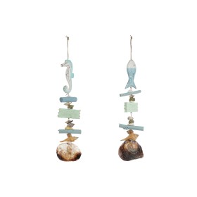 Hanging decoration Home ESPRIT Blue Green Mediterranean 11 x 2 x 55 cm (2 Units) by Home ESPRIT, Ornaments - Ref: S3055458, P...