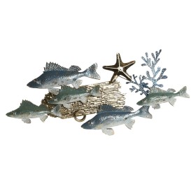 Wall Decoration Home ESPRIT Blue Golden Mediterranean Fish 100 x 5 x 46 cm by Home ESPRIT, Ornaments - Ref: S3055476, Price: ...